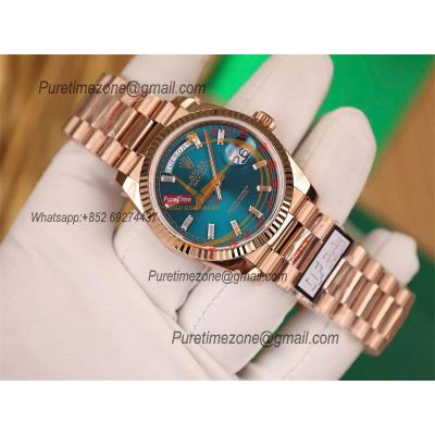 DayDate 36 128235 A2836 Automatic Mens Watch Best Edition QF V5 RG Green Crystal Dial President Bracelet CHS (Gain Weigh