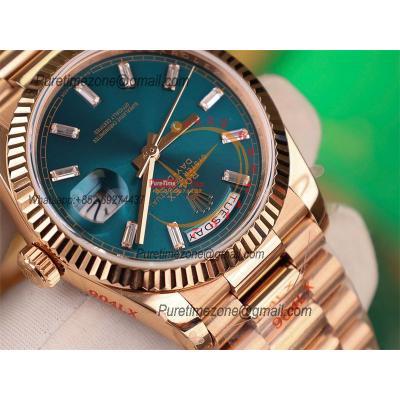 DayDate 36 128235 A2836 Automatic Mens Watch Best Edition QF V5 RG Green Crystal Dial President Bracelet CHS (Gain Weigh