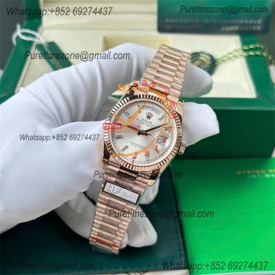 DayDate 36 128235 A2836 Automatic Mens Watch Best Edition QF V5 RG Silver Crystal Dial President Bracelet CHS (Gain Weig