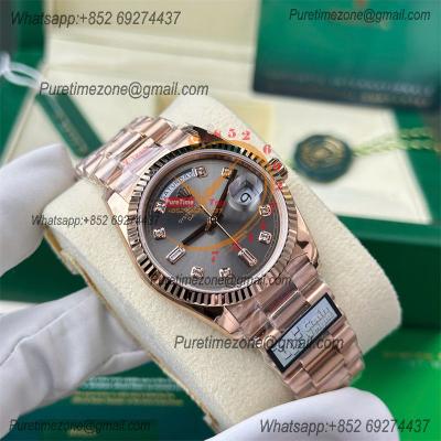 DayDate 36 128235 A2836 Automatic Mens Watch Best Edition QF V5 RG Gray Diamonds Dial President Bracelet CHS (Gain Weigh