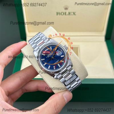 DayDate 36 128236 A2836 Automatic Mens Watch Best Edition QF V5 Blue Crystal Dial President Bracelet CHS (Gain Weight)