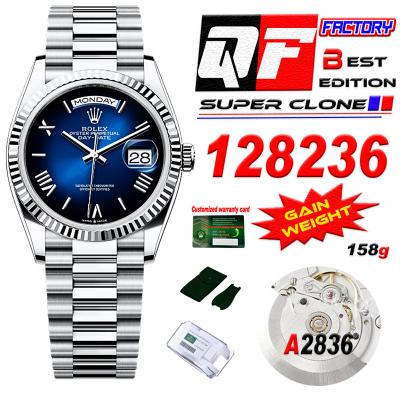 DayDate 36 128236 A2836 Automatic Mens Watch Best Edition QF V5 Blue Roman Dial President Bracelet CHS (Gain Weight)