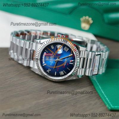 DayDate 36 128236 A2836 Automatic Mens Watch Best Edition QF V5 Blue Roman Dial President Bracelet CHS (Gain Weight)