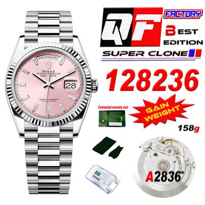 DayDate 36 128236 A2836 Automatic Mens Watch Best Edition QF V5 Pink Crystal Dial President Bracelet CHS (Gain Weight)