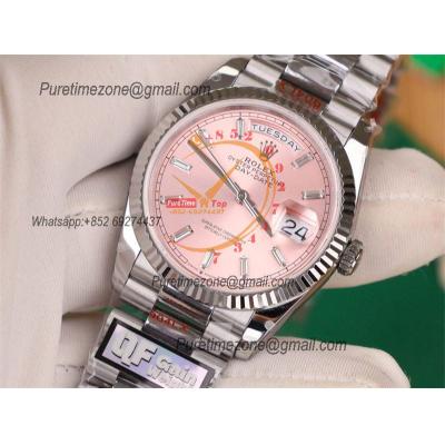 DayDate 36 128236 A2836 Automatic Mens Watch Best Edition QF V5 Pink Crystal Dial President Bracelet CHS (Gain Weight)