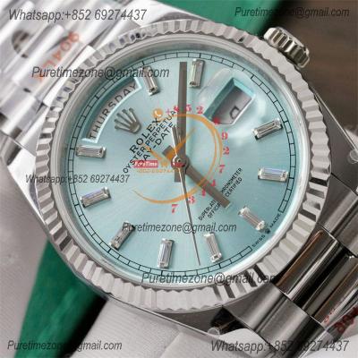 DayDate 36 128236 A2836 Automatic Mens Watch Best Edition QF V5 ICE Blue Crystal Dial President Bracelet CHS (Gain Weigh