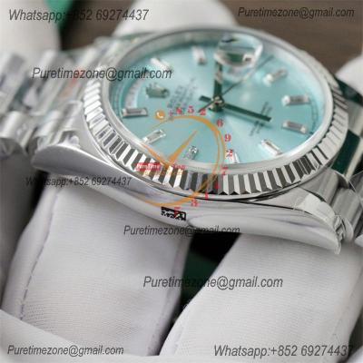 DayDate 36 128236 A2836 Automatic Mens Watch Best Edition QF V5 ICE Blue Crystal Dial President Bracelet CHS (Gain Weigh