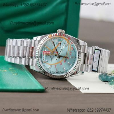 DayDate 36 128236 A2836 Automatic Mens Watch Best Edition QF V5 ICE Blue Crystal Dial President Bracelet CHS (Gain Weigh