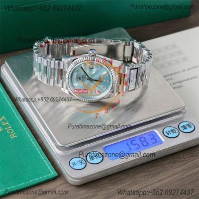 DayDate 36 128236 A2836 Automatic Mens Watch Best Edition QF V5 ICE Blue Crystal Dial President Bracelet CHS (Gain Weigh