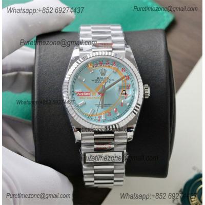 DayDate 36 128236 A2836 Automatic Mens Watch Best Edition QF V5 ICE Blue Crystal Dial President Bracelet CHS (Gain Weigh