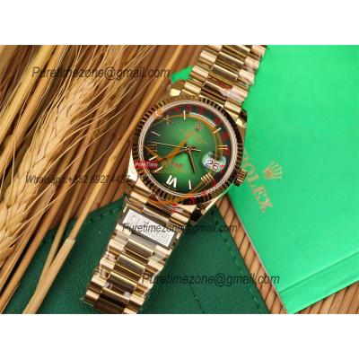 DayDate 36 128236 A2836 Automatic Mens Watch Best Edition QF V5 YG Green Roman Dial President Bracelet CHS (Gain Weight)