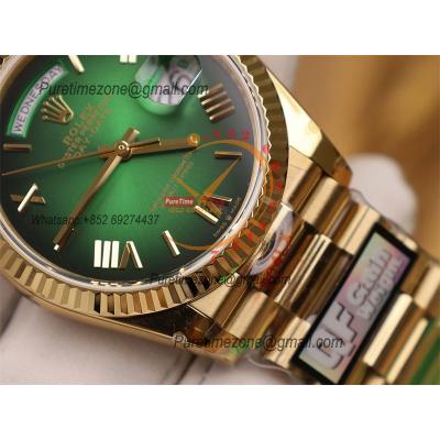 DayDate 36 128236 A2836 Automatic Mens Watch Best Edition QF V5 YG Green Roman Dial President Bracelet CHS (Gain Weight)