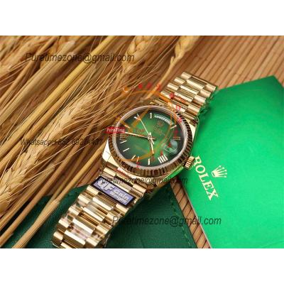 DayDate 36 128236 A2836 Automatic Mens Watch Best Edition QF V5 YG Green Roman Dial President Bracelet CHS (Gain Weight)