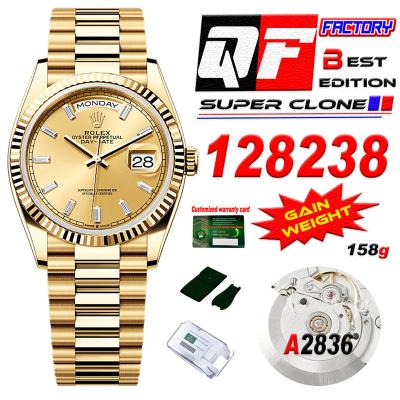 DayDate 36 128236 A2836 Automatic Mens Watch Best Edition QF V5 YG Champagne Crystal Dial President Bracelet (Gain Weigh