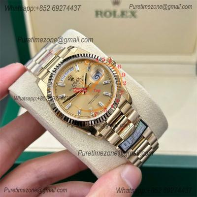 DayDate 36 128236 A2836 Automatic Mens Watch Best Edition QF V5 YG Champagne Crystal Dial President Bracelet (Gain Weigh