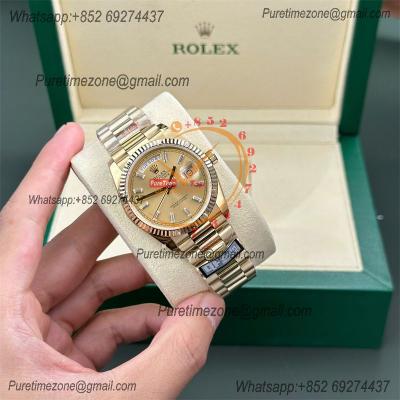 DayDate 36 128236 A2836 Automatic Mens Watch Best Edition QF V5 YG Champagne Crystal Dial President Bracelet (Gain Weigh