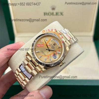 DayDate 36 128236 A2836 Automatic Mens Watch Best Edition QF V5 YG Champagne Crystal Dial President Bracelet (Gain Weigh