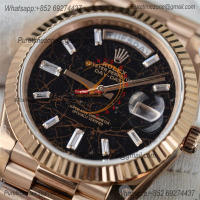 DayDate 40 228235 A2836 Automatic Mens Watch Best Edition QF V5 RG Black Crystal  Dial President Bracelet (Gain Weight)