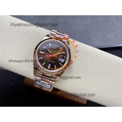 DayDate 40 228235 A2836 Automatic Mens Watch Best Edition QF V5 RG Brown Crystal Dial President Bracelet (Gain Weight)