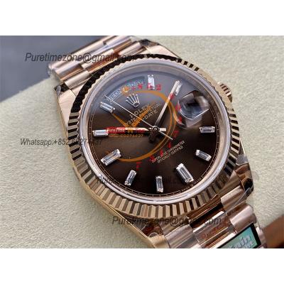 DayDate 40 228235 A2836 Automatic Mens Watch Best Edition QF V5 RG Brown Crystal Dial President Bracelet (Gain Weight)