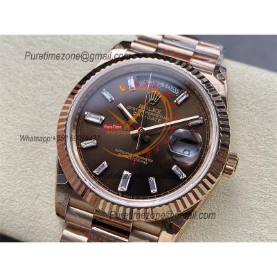 DayDate 40 228235 A2836 Automatic Mens Watch Best Edition QF V5 RG Brown Crystal Dial President Bracelet (Gain Weight)