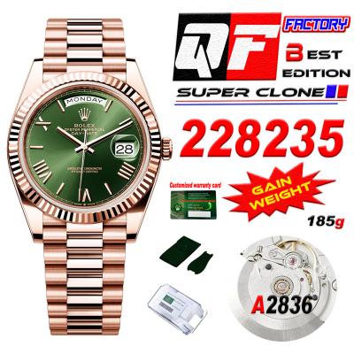 DayDate 40 228235 A2836 Automatic Mens Watch Best Edition QF V5 RG Green Roman Dial President Bracelet (Gain Weight)