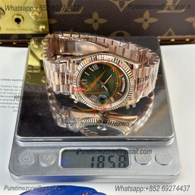 DayDate 40 228235 A2836 Automatic Mens Watch Best Edition QF V5 RG Green Roman Dial President Bracelet (Gain Weight)