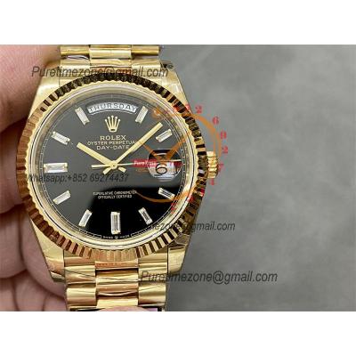 DayDate 40 228238 A2836 Automatic Mens Watch Best Edition QF V5 YG Black Crystal  Dial President Bracelet (Gain Weight)