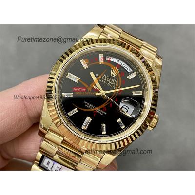 DayDate 40 228238 A2836 Automatic Mens Watch Best Edition QF V5 YG Black Crystal  Dial President Bracelet (Gain Weight)