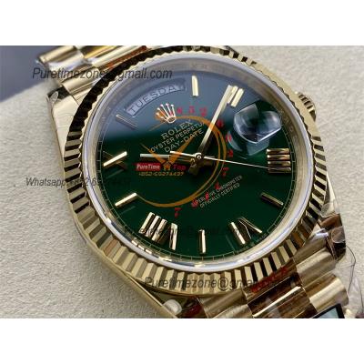 DayDate 40 228238 A2836 Automatic Mens Watch Best Edition QF V5 YG Green Roman Dial President Bracelet (Gain Weight)