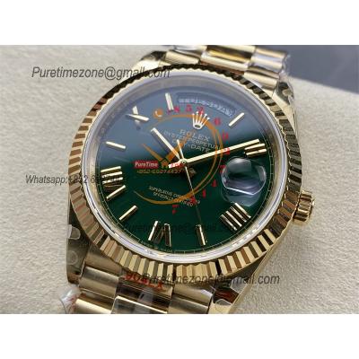 DayDate 40 228238 A2836 Automatic Mens Watch Best Edition QF V5 YG Green Roman Dial President Bracelet (Gain Weight)