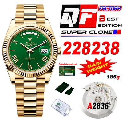 DayDate 40 228238 A2836 Automatic Mens Watch Best Edition QF V5 YG Green Roman Dial President Bracelet (Gain Weight)