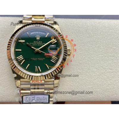 DayDate 40 228238 A2836 Automatic Mens Watch Best Edition QF V5 YG Green Roman Dial President Bracelet (Gain Weight)