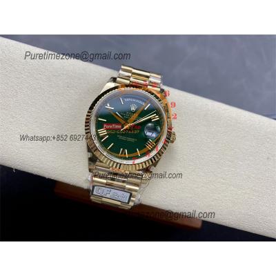 DayDate 40 228238 A2836 Automatic Mens Watch Best Edition QF V5 YG Green Roman Dial President Bracelet (Gain Weight)