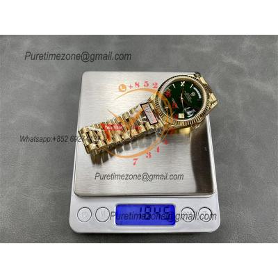 DayDate 40 228238 A2836 Automatic Mens Watch Best Edition QF V5 YG Green Roman Dial President Bracelet (Gain Weight)