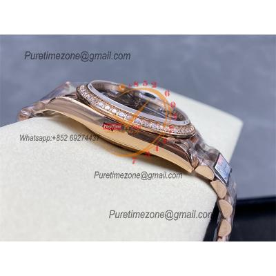 DayDate 40 228245 A2836 Automatic Mens Watch Best Edition QF Diamond Bezel Brown Dial President Bracelet (Gain Weight)