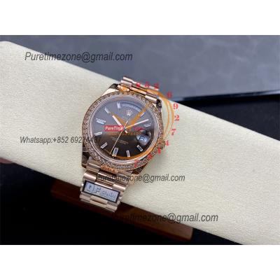 DayDate 40 228245 A2836 Automatic Mens Watch Best Edition QF Diamond Bezel Brown Dial President Bracelet (Gain Weight)