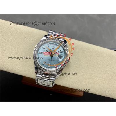 DayDate 40 228245 A2836 Automatic Mens Watch Best Edition QF Diamond Bezel ICE Blue Dial President Bracelet (Gain Weight