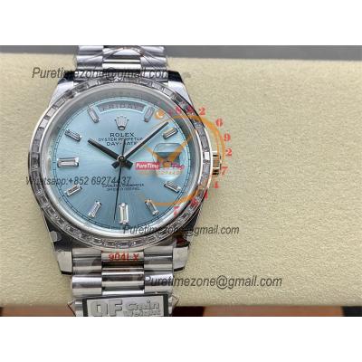 DayDate 40 228245 A2836 Automatic Mens Watch Best Edition QF Diamond Bezel ICE Blue Dial President Bracelet (Gain Weight