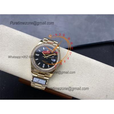 DayDate 40 228248 A2836 Automatic Mens Watch Best Edition QF YG Diamond Bezel Black Dial President Bracelet (Gain Weight