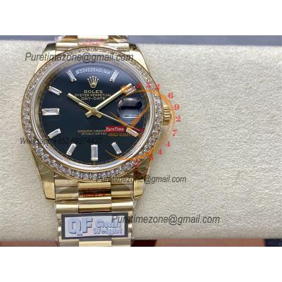 DayDate 40 228248 A2836 Automatic Mens Watch Best Edition QF YG Diamond Bezel Black Dial President Bracelet (Gain Weight