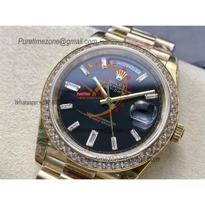 DayDate 40 228248 A2836 Automatic Mens Watch Best Edition QF YG Diamond Bezel Black Dial President Bracelet (Gain Weight