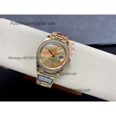 DayDate 40 228248 A2836 Automatic Mens Watch Best Edition QF YG Diamond Bezel Gold Dial President Bracelet (Gain Weight)