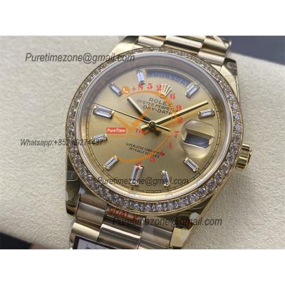 DayDate 40 228248 A2836 Automatic Mens Watch Best Edition QF YG Diamond Bezel Gold Dial President Bracelet (Gain Weight)