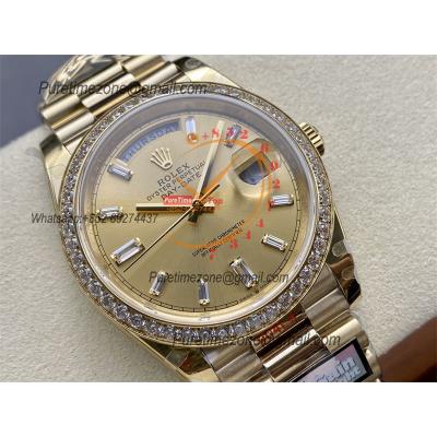 DayDate 40 228248 A2836 Automatic Mens Watch Best Edition QF YG Diamond Bezel Gold Dial President Bracelet (Gain Weight)