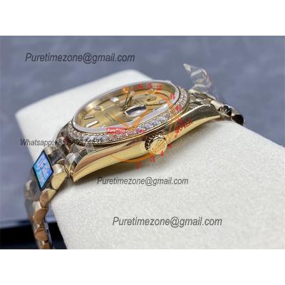 DayDate 40 228248 A2836 Automatic Mens Watch Best Edition QF YG Diamond Bezel Gold Dial President Bracelet (Gain Weight)