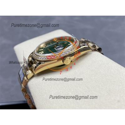 DayDate 40 228248 A2836 Automatic Mens Watch Best Edition QF YG Diamond Bezel Green Dial President Bracelet (Gain Weight