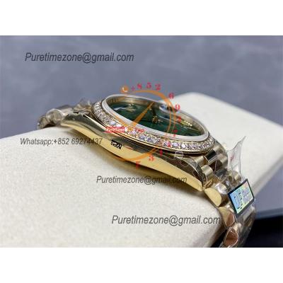 DayDate 40 228248 A2836 Automatic Mens Watch Best Edition QF YG Diamond Bezel Green Dial President Bracelet (Gain Weight