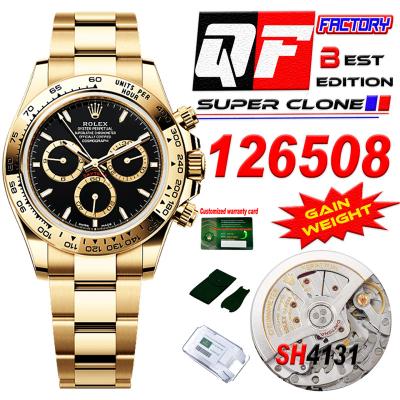 Daytona 126508 SH4131 Automatic Chronograph Mens Watch Best Edition QF V6 YG Black Dial 904L SS Bracelet (Gain Weight)