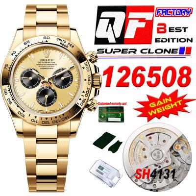 Daytona 126508 SH4131 Automatic Chronograph Mens Watch Best Edition QF V6 YG Gold Dial 904L SS Bracelet (Gain Weight)